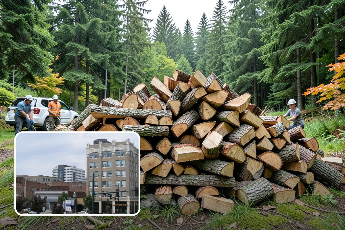 Firewood Processor Service in Everett, Snohomish County, WA - Bucks and splits in a single continuous pass