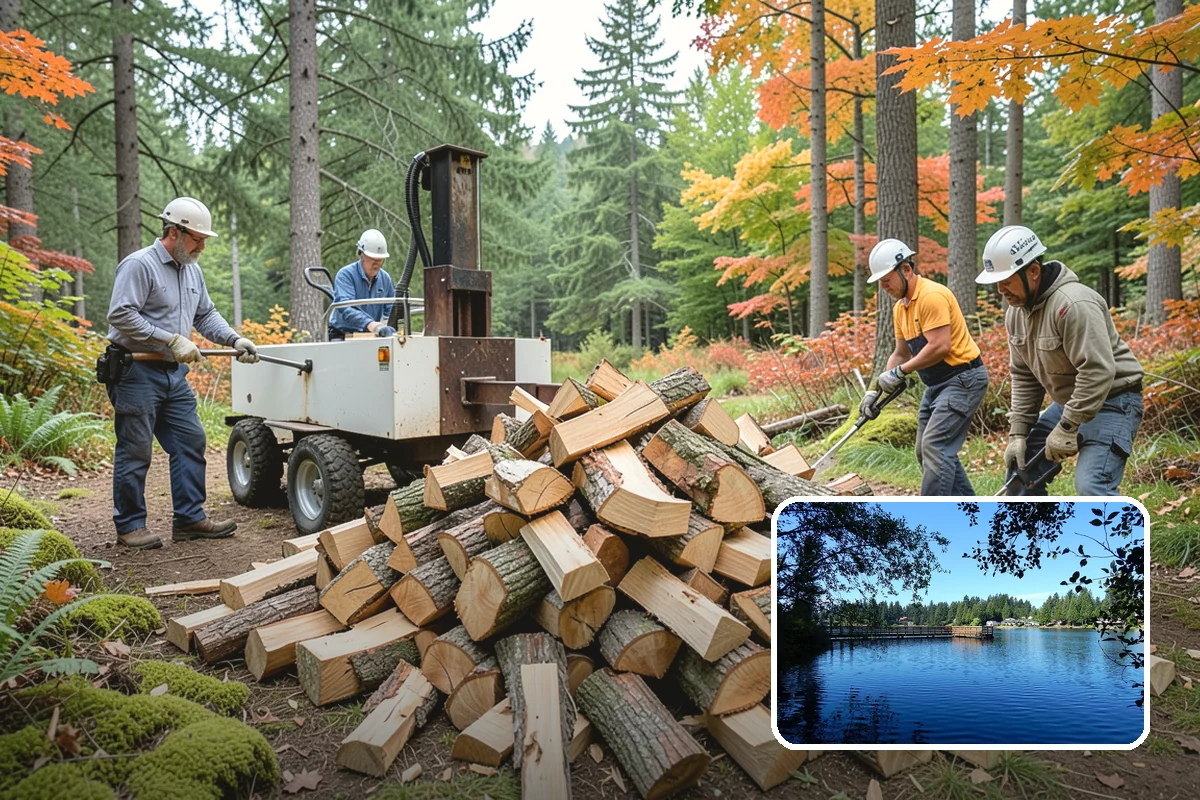 Firewood Processor Service in Federal Way, King County, WA - Bucks and splits in a single continuous pass