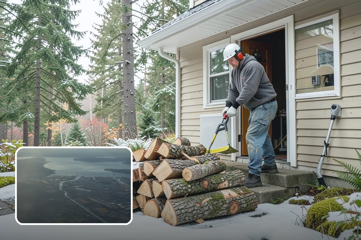 Firewood Processor Service in Fife, Pierce County, WA - Bucks and splits in a single continuous pass