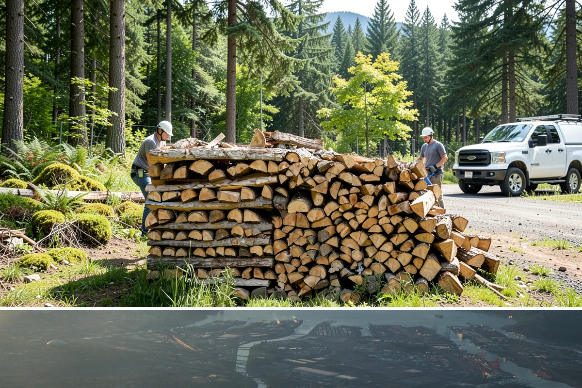 Firewood Processor Service in Fife, Pierce County, WA - Best for fall and winter bulk processing or clearing large volumes of downed wood after major storms.