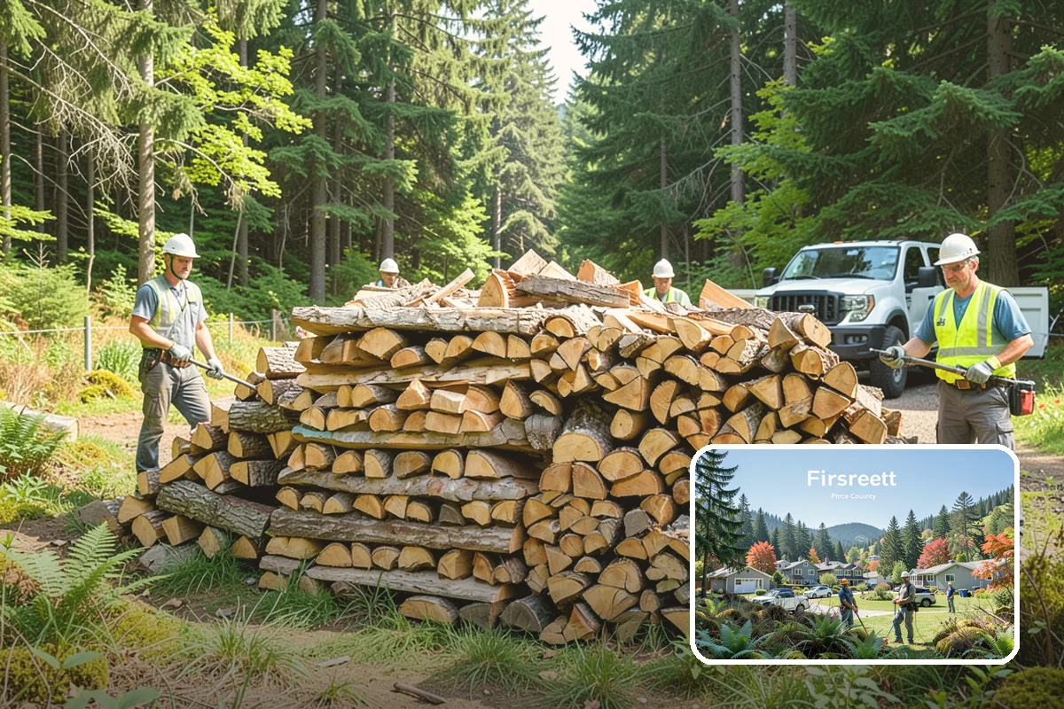 Firewood Processor Service in Fircrest, Pierce County, WA - Bucks and splits in a single continuous pass