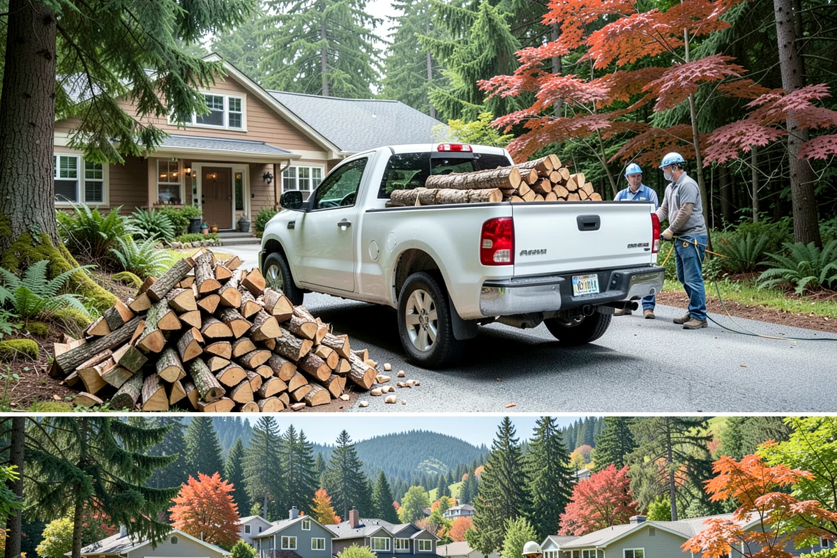 Firewood Processor Service in Fircrest, Pierce County, WA - Best for fall and winter bulk processing or clearing large volumes of downed wood after major storms.