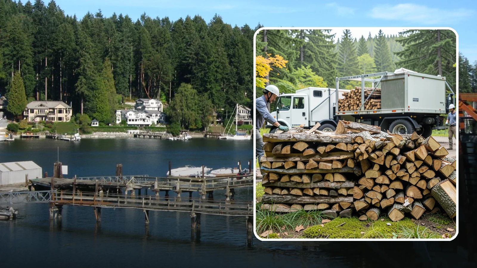 Firewood Processor Service in Gig Harbor, Pierce County, WA - We run a firewood processor that bucks and splits your logs in one continuous, high-volume operation.
