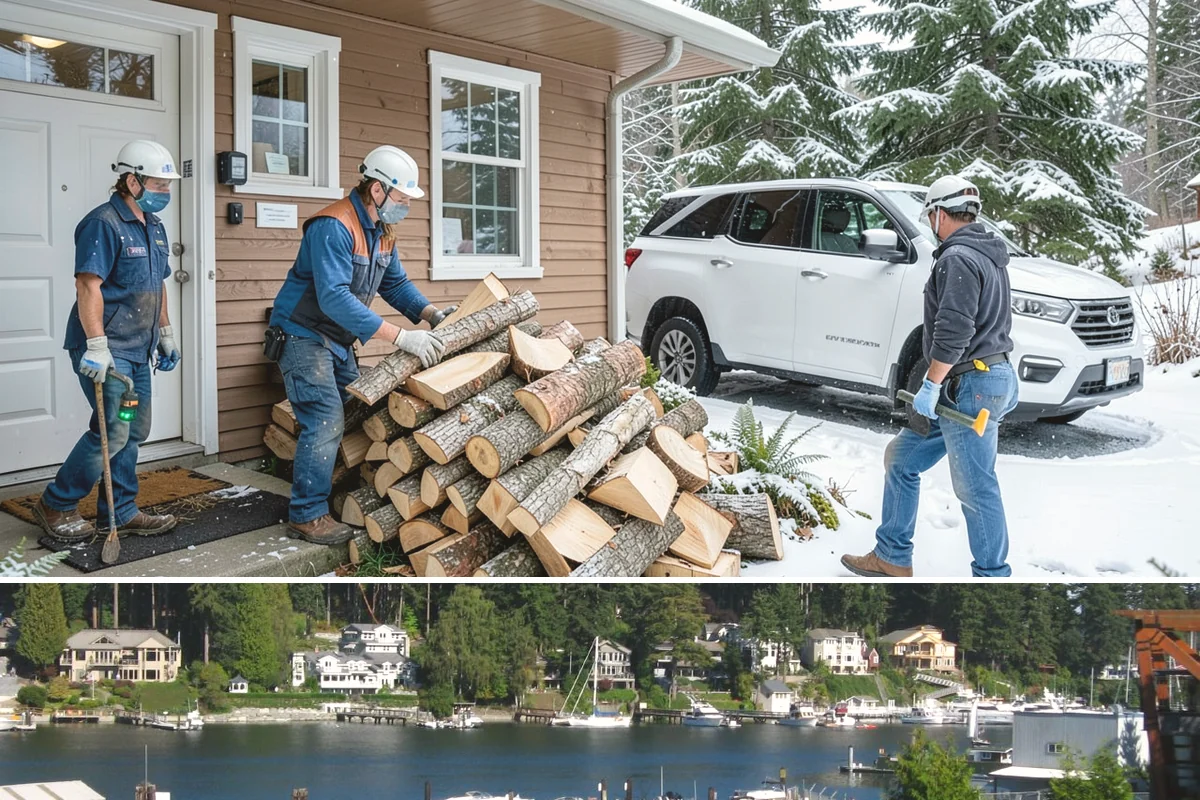Firewood Processor Service in Gig Harbor, Pierce County, WA - Best for fall and winter bulk processing or clearing large volumes of downed wood after major storms.