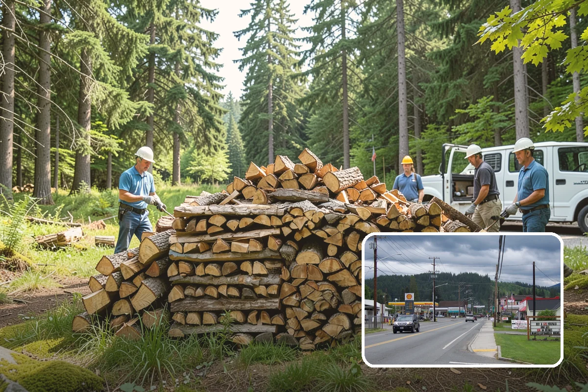 Firewood Processor Service in Granite Falls, Snohomish County, WA - Bucks and splits in a single continuous pass