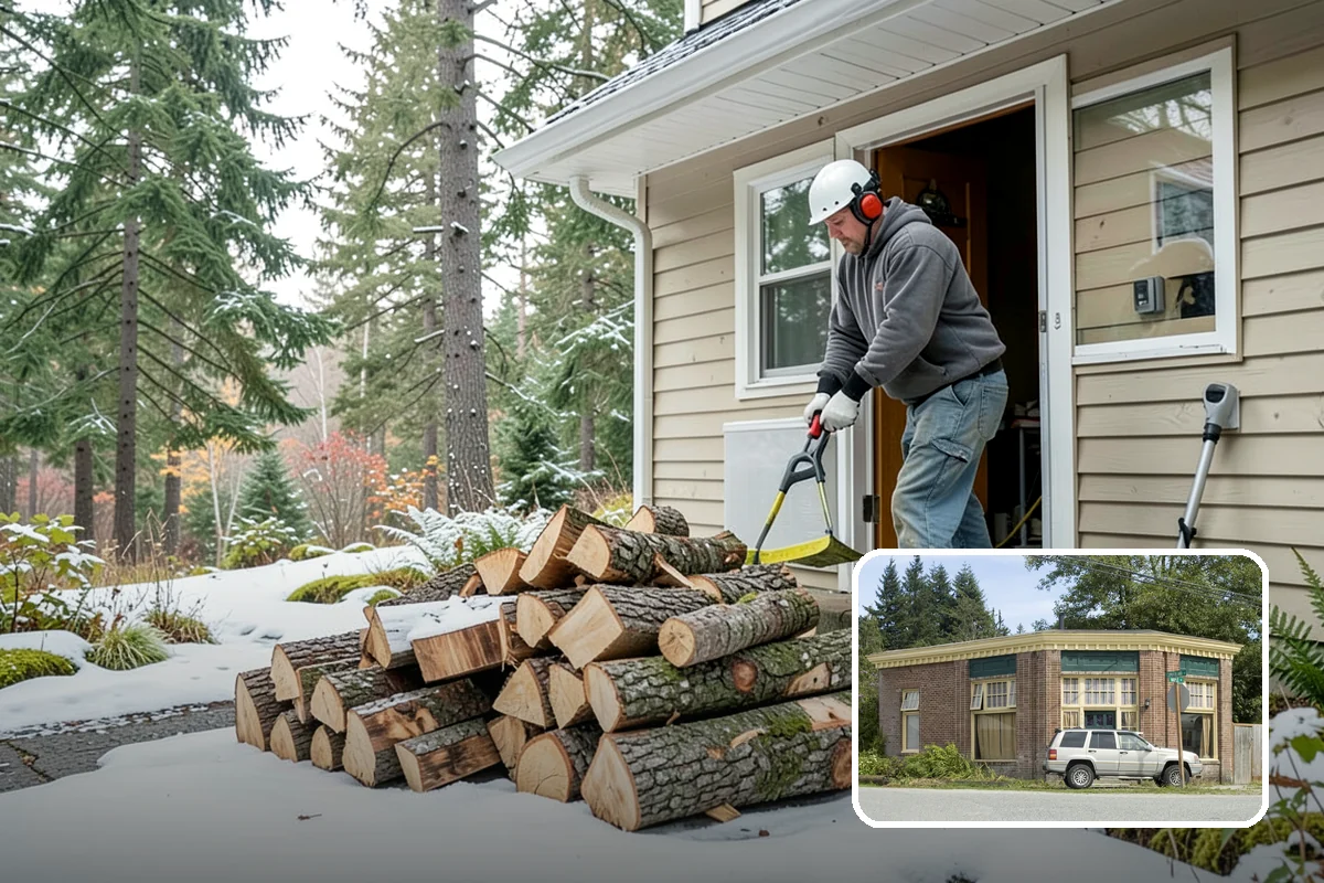 Firewood Processor Service in Hamilton, Skagit County, WA - Bucks and splits in a single continuous pass