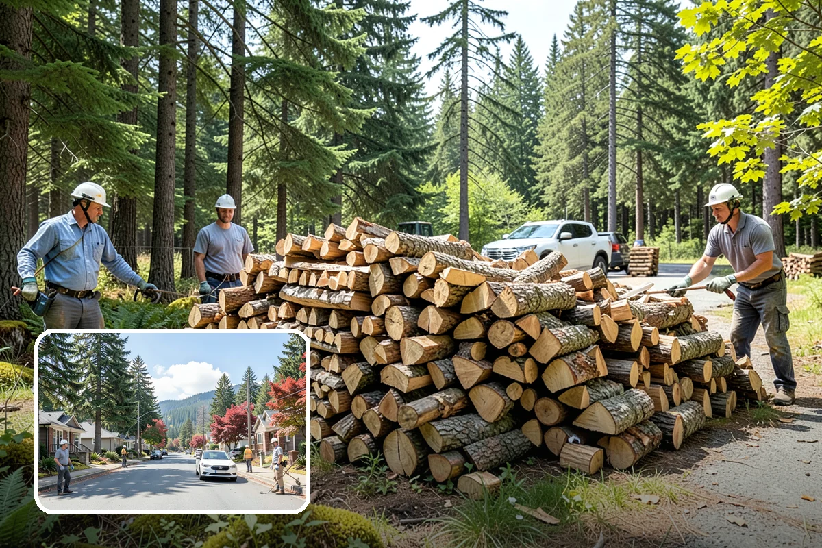 Firewood Processor Service in Hunts Point, King County, WA - Bucks and splits in a single continuous pass