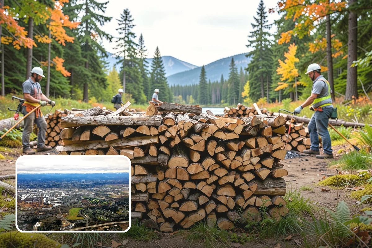 Firewood Processor Service in Kent, King County, WA - Bucks and splits in a single continuous pass