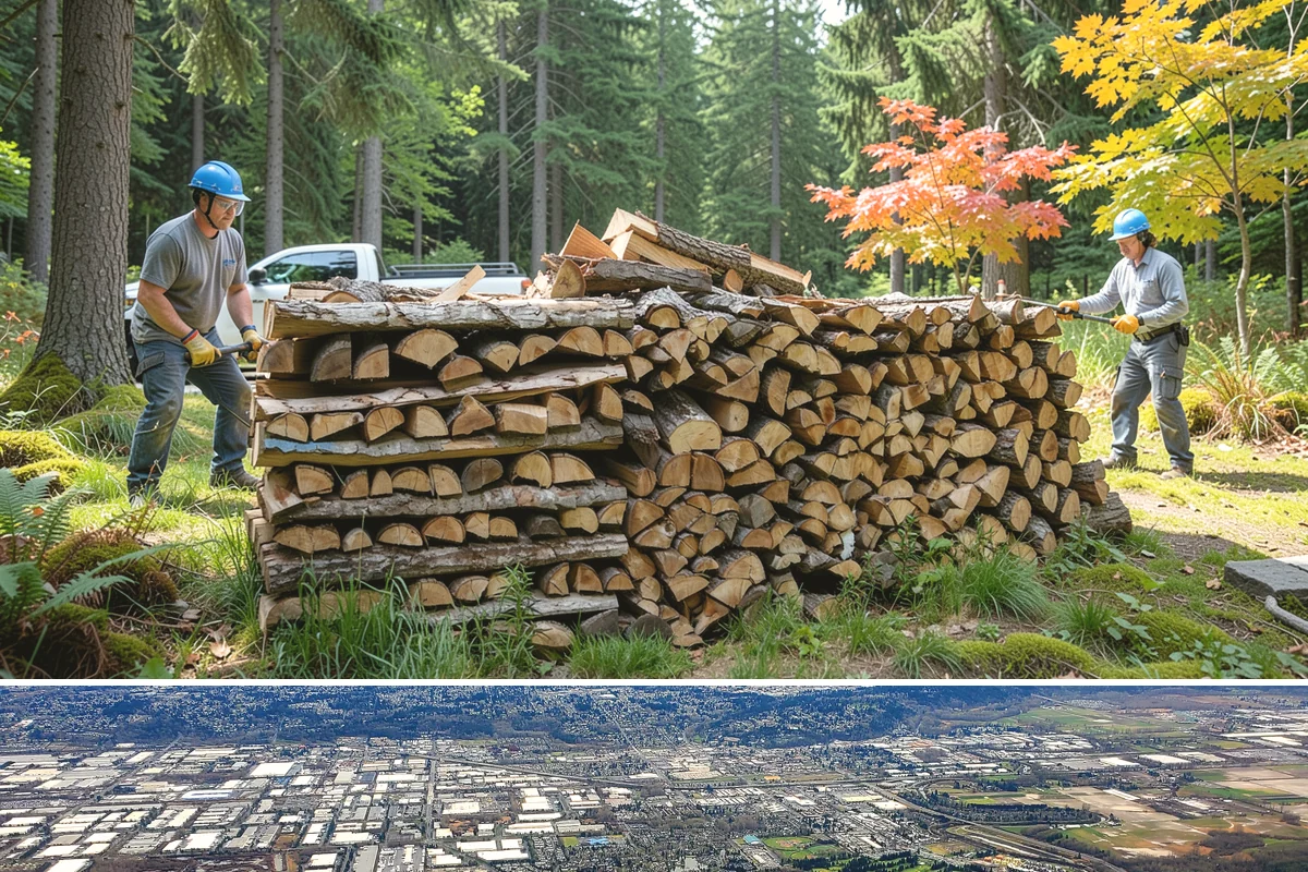 Firewood Processor Service in Kent, King County, WA - Best for fall and winter bulk processing or clearing large volumes of downed wood after major storms.