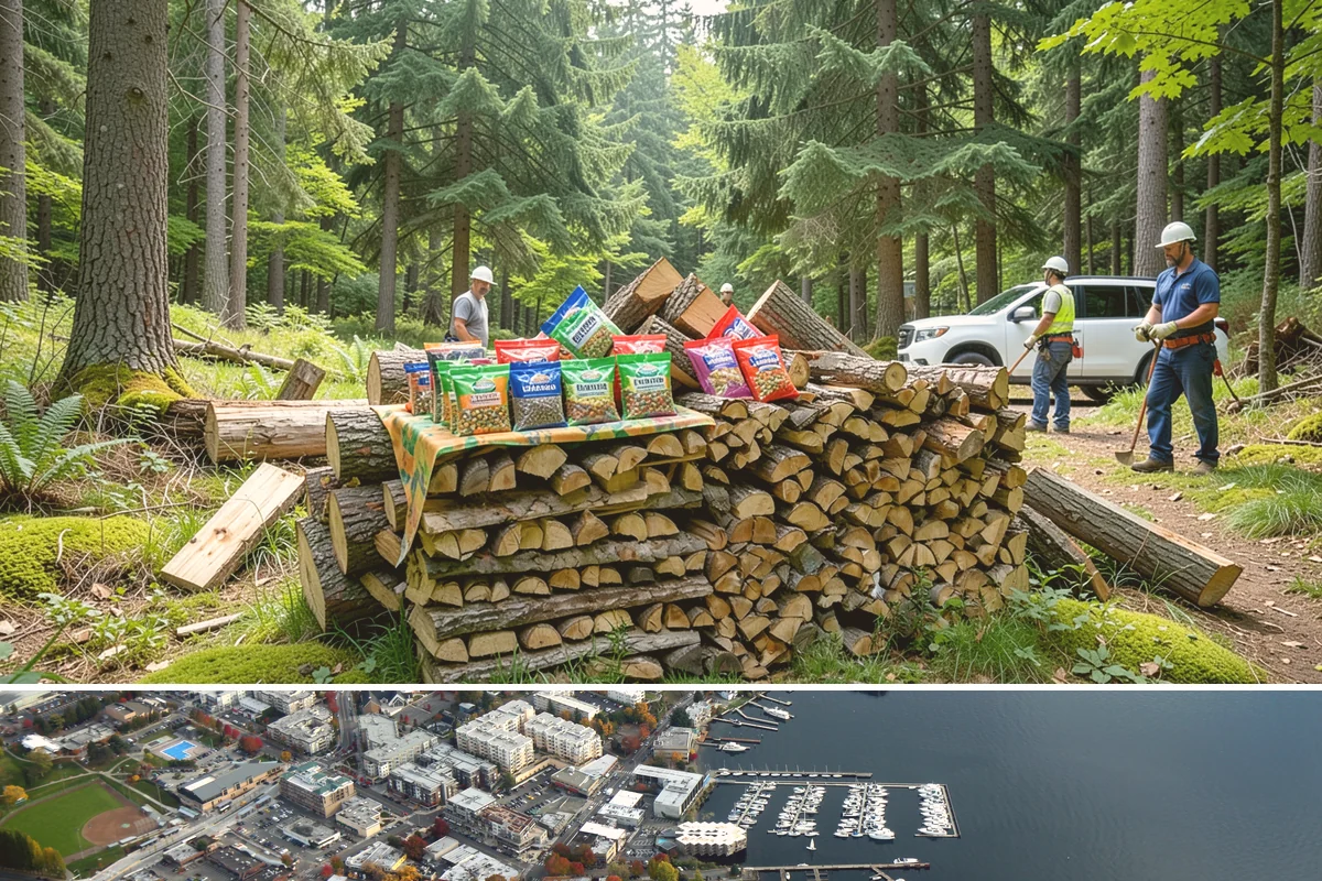 Firewood Processor Service in Kirkland, King County, WA - Best for fall and winter bulk processing or clearing large volumes of downed wood after major storms.