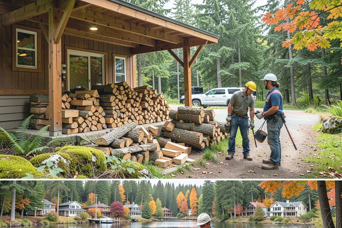 Firewood Processor Service in La Conner, Skagit County, WA - Best for fall and winter bulk processing or clearing large volumes of downed wood after major storms.