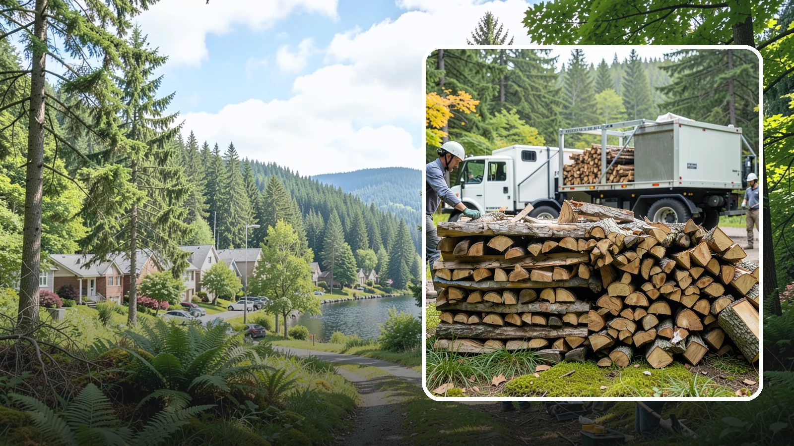 Firewood Processor Service in Lake Forest Park, King County, WA - We run a firewood processor that bucks and splits your logs in one continuous, high-volume operation.