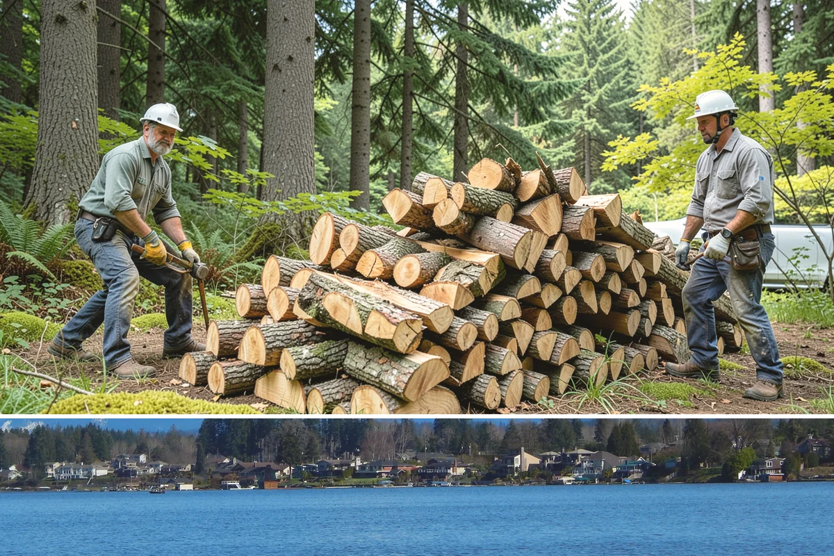 Firewood Processor Service in Lake Stevens, Snohomish County, WA - Best for fall and winter bulk processing or clearing large volumes of downed wood after major storms.