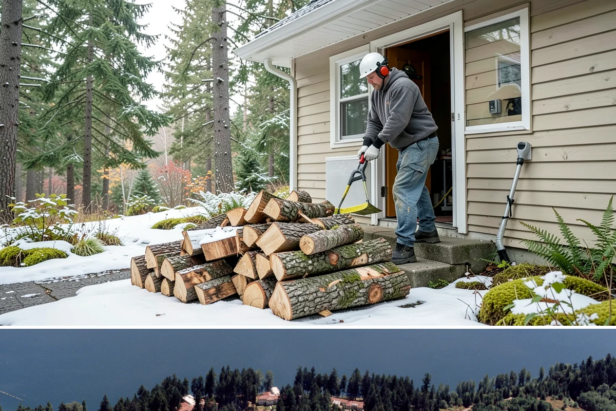 Firewood Processor Service in Lakewood, Pierce County, WA - Best for fall and winter bulk processing or clearing large volumes of downed wood after major storms.