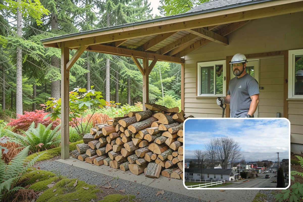 Firewood Processor Service in Langley, Island County, WA - Bucks and splits in a single continuous pass
