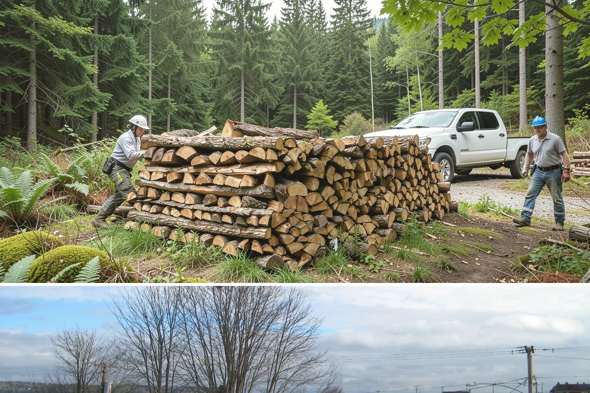 Firewood Processor Service in Langley, Island County, WA - Best for fall and winter bulk processing or clearing large volumes of downed wood after major storms.