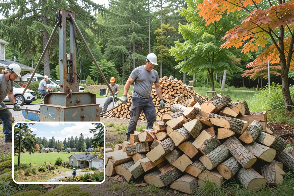 Firewood Processor Service in Lyman, WA - Bucks and splits in a single continuous pass