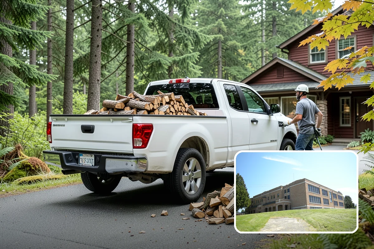 Firewood Processor Service in Maple Valley, King County, WA - Bucks and splits in a single continuous pass