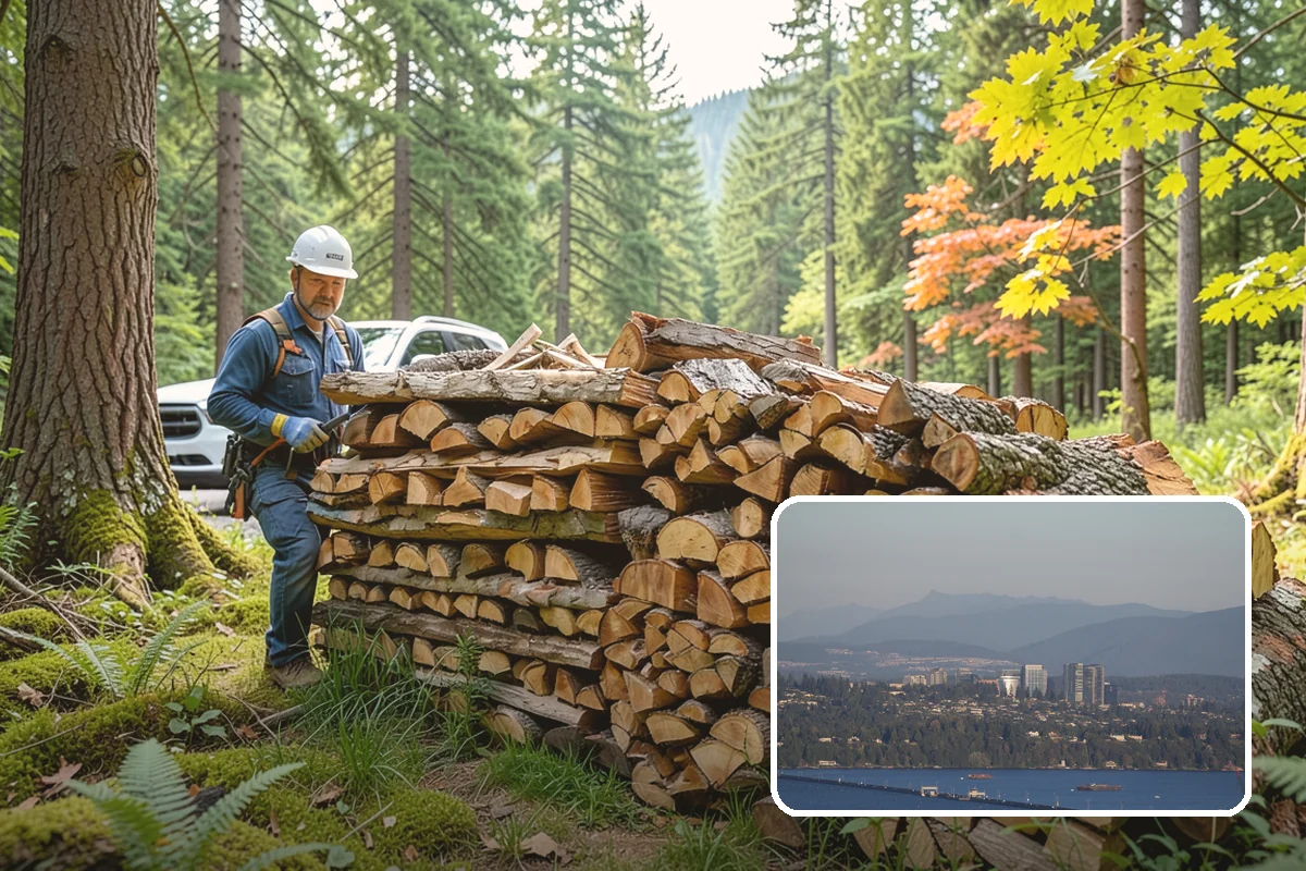 Firewood Processor Service in Medina, King County, WA - Bucks and splits in a single continuous pass