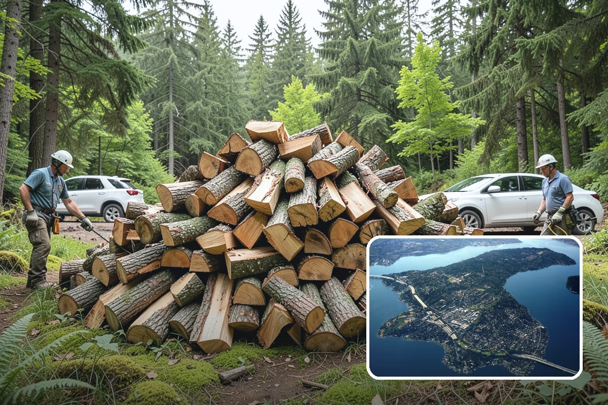 Firewood Processor Service in Mercer Island, King County, WA - Bucks and splits in a single continuous pass