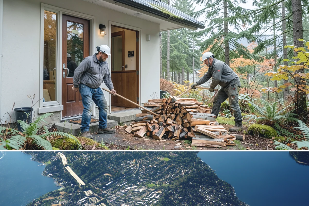 Firewood Processor Service in Mercer Island, King County, WA - Best for fall and winter bulk processing or clearing large volumes of downed wood after major storms.