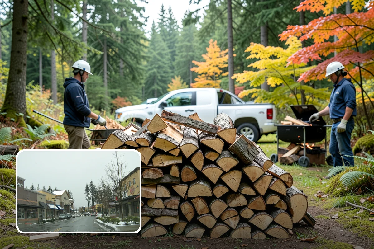Firewood Processor Service in Mill Creek, Snohomish County, WA - Bucks and splits in a single continuous pass
