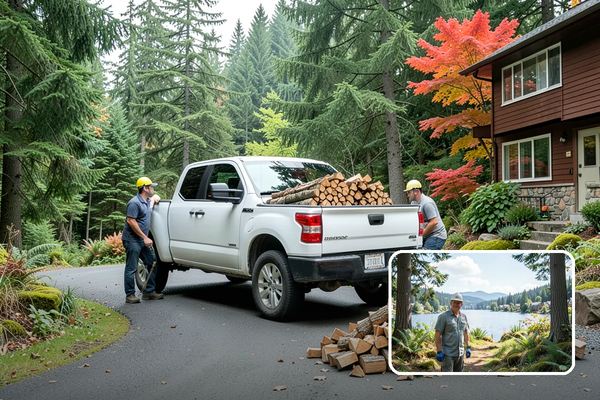 Firewood Processor Service in Milton, King County, WA - Bucks and splits in a single continuous pass