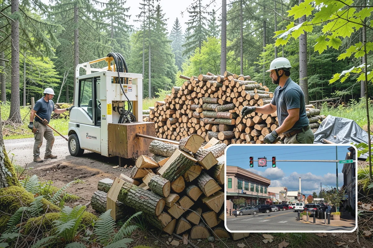 Firewood Processor Service in Monroe, Snohomish County, WA - Bucks and splits in a single continuous pass