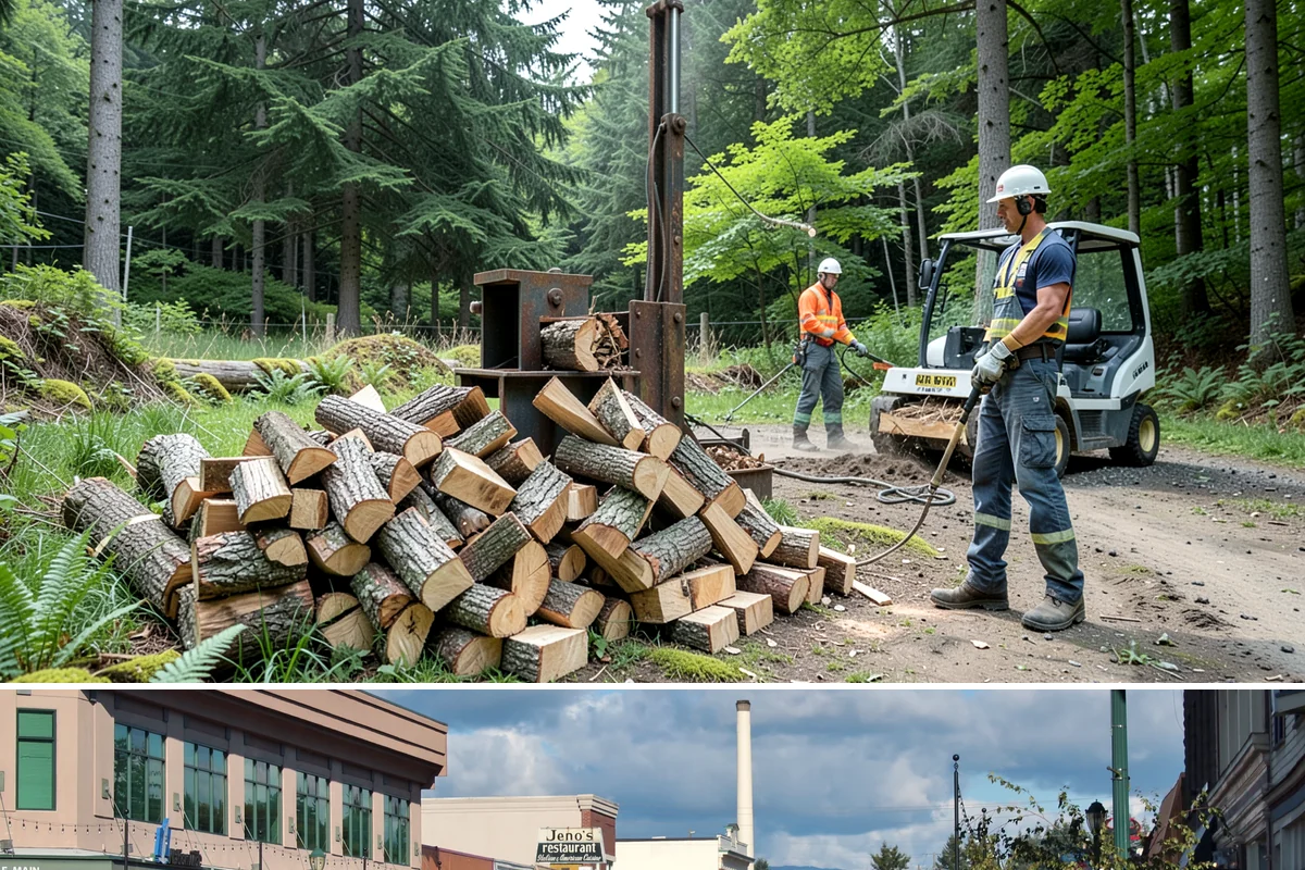 Firewood Processor Service in Monroe, Snohomish County, WA - Best for fall and winter bulk processing or clearing large volumes of downed wood after major storms.