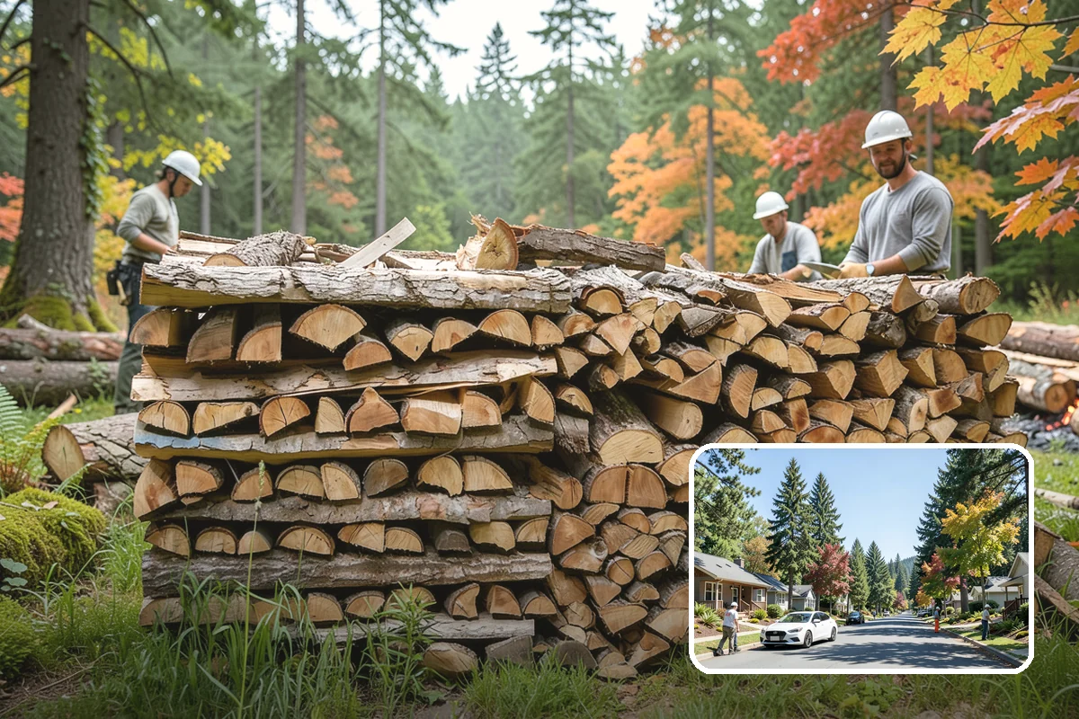 Firewood Processor Service in Orting, Pierce County, WA - Bucks and splits in a single continuous pass