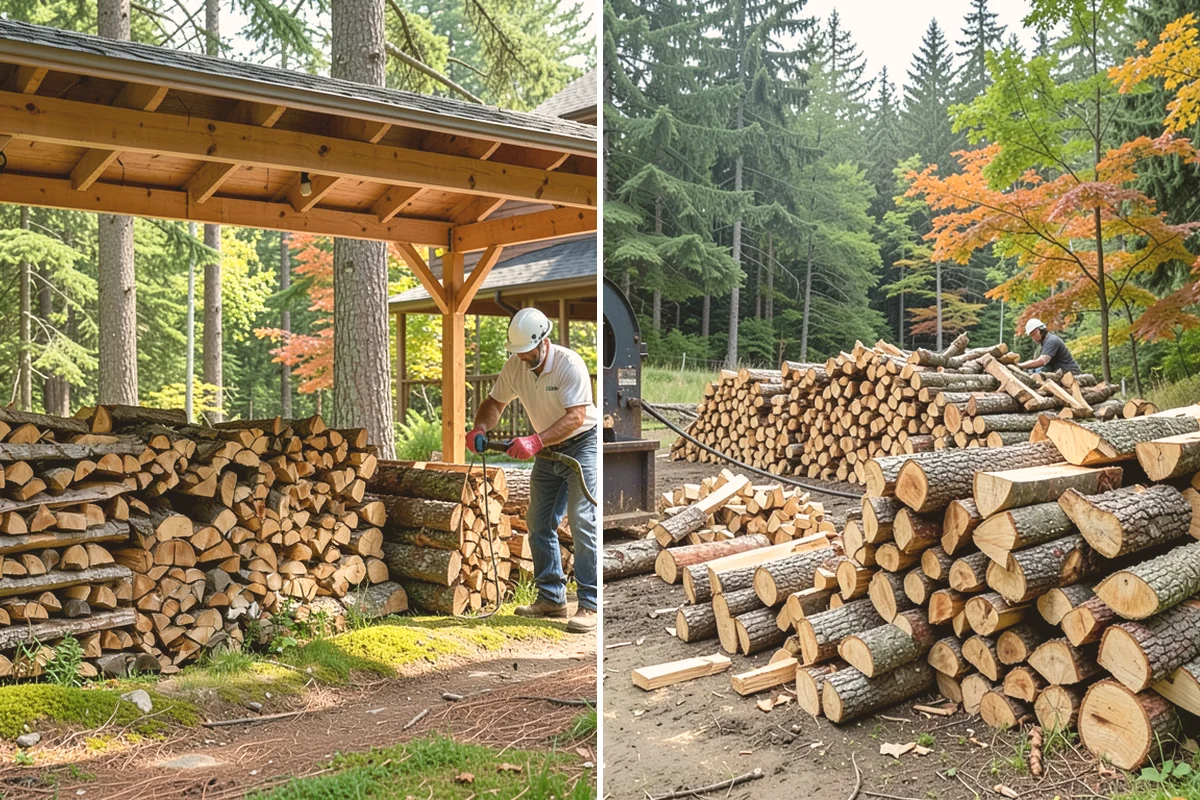Firewood Processor Service in Orting, Pierce County, WA - Assess the log volume and set length and split size