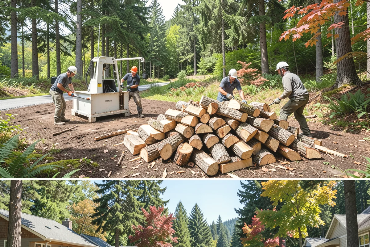Firewood Processor Service in Orting, Pierce County, WA - Best for fall and winter bulk processing or clearing large volumes of downed wood after major storms.