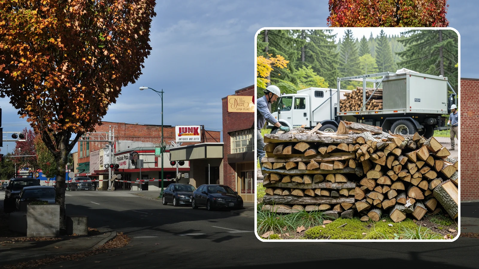 Firewood Processor Service in Puyallup, Pierce County, WA - We run a firewood processor that bucks and splits your logs in one continuous, high-volume operation.