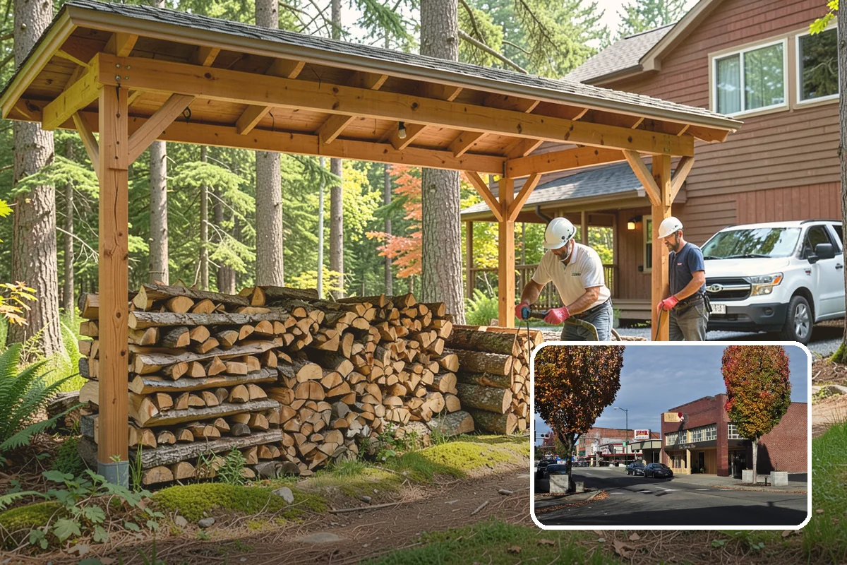 Firewood Processor Service in Puyallup, Pierce County, WA - Bucks and splits in a single continuous pass