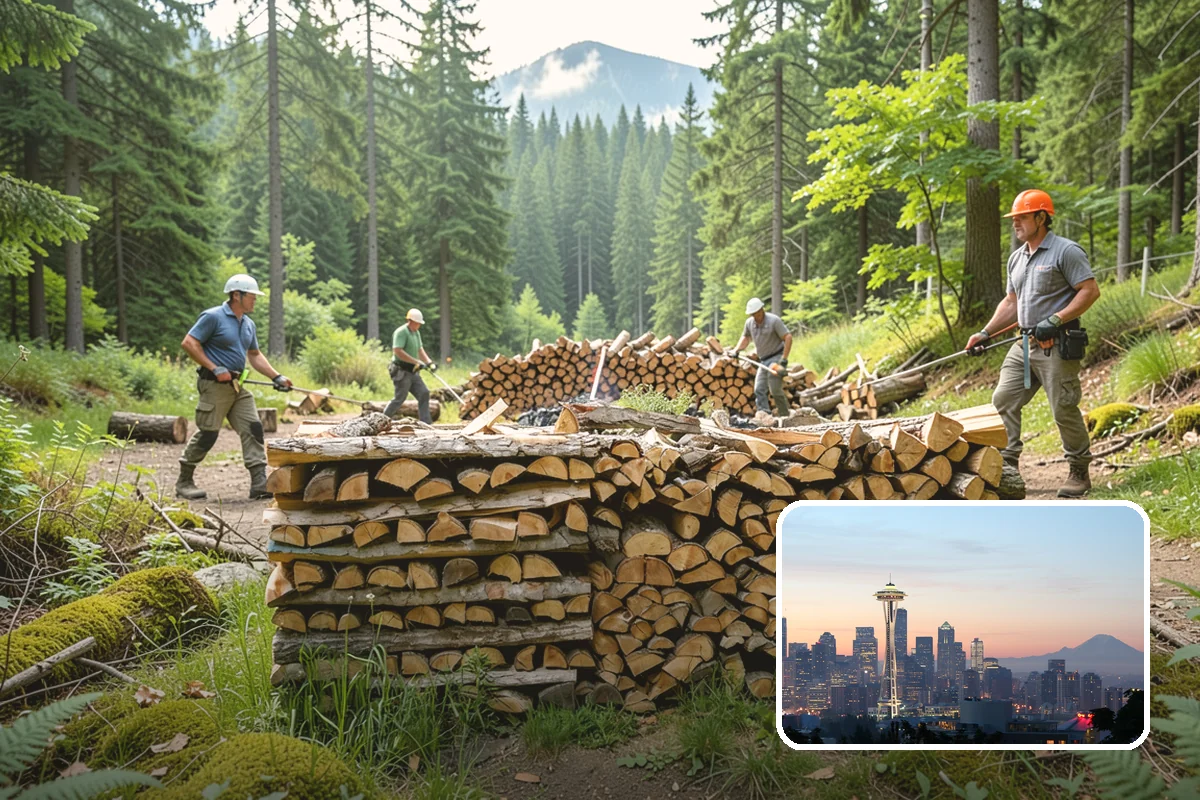 Firewood Processor Service in Seattle, King County, WA - Bucks and splits in a single continuous pass