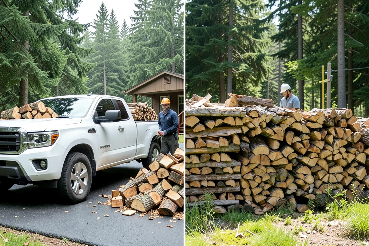 Firewood Processor Service in Shoreline, King County, WA - Assess the log volume and set length and split size