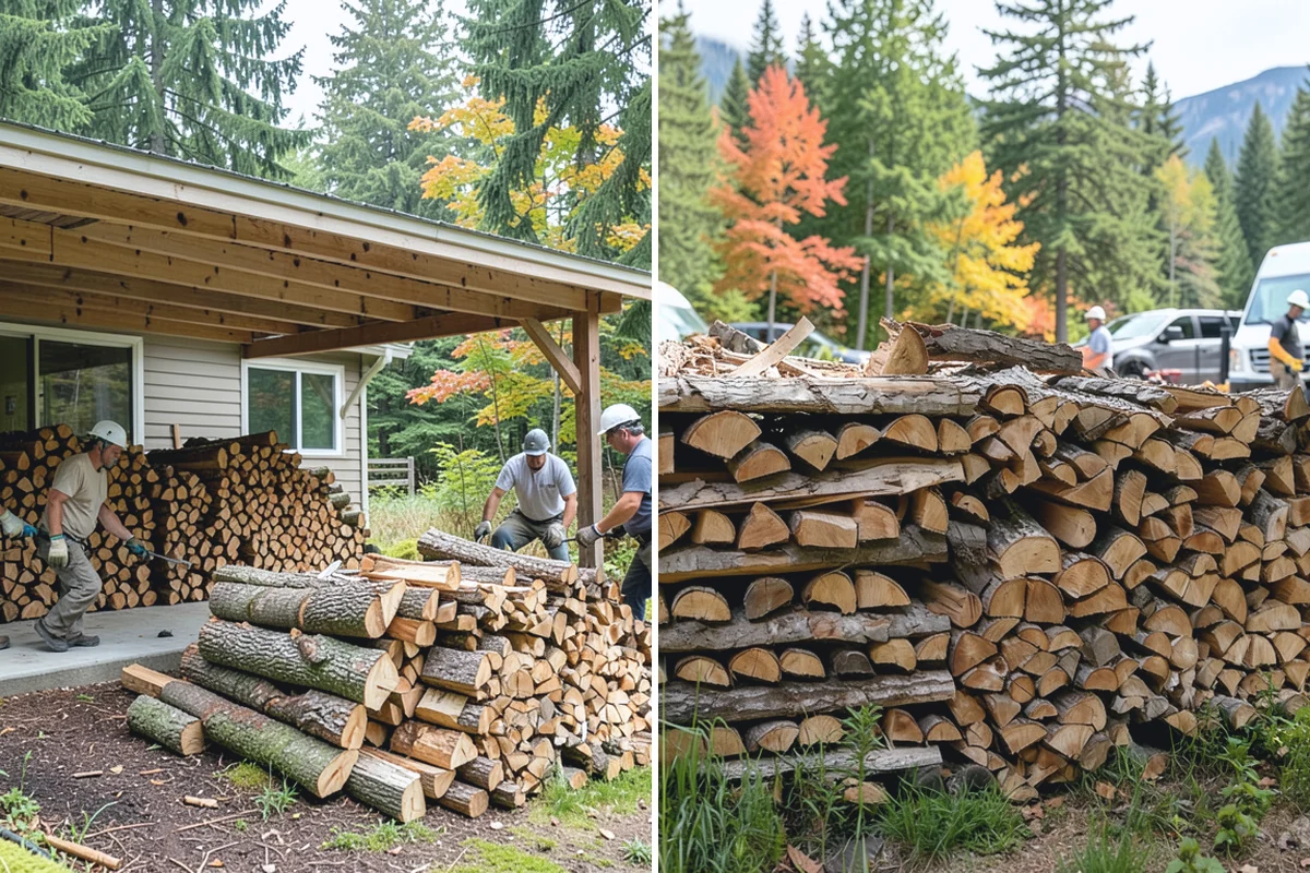 Firewood Processor Service in South Prairie, Pierce County, WA - Assess the log volume and set length and split size