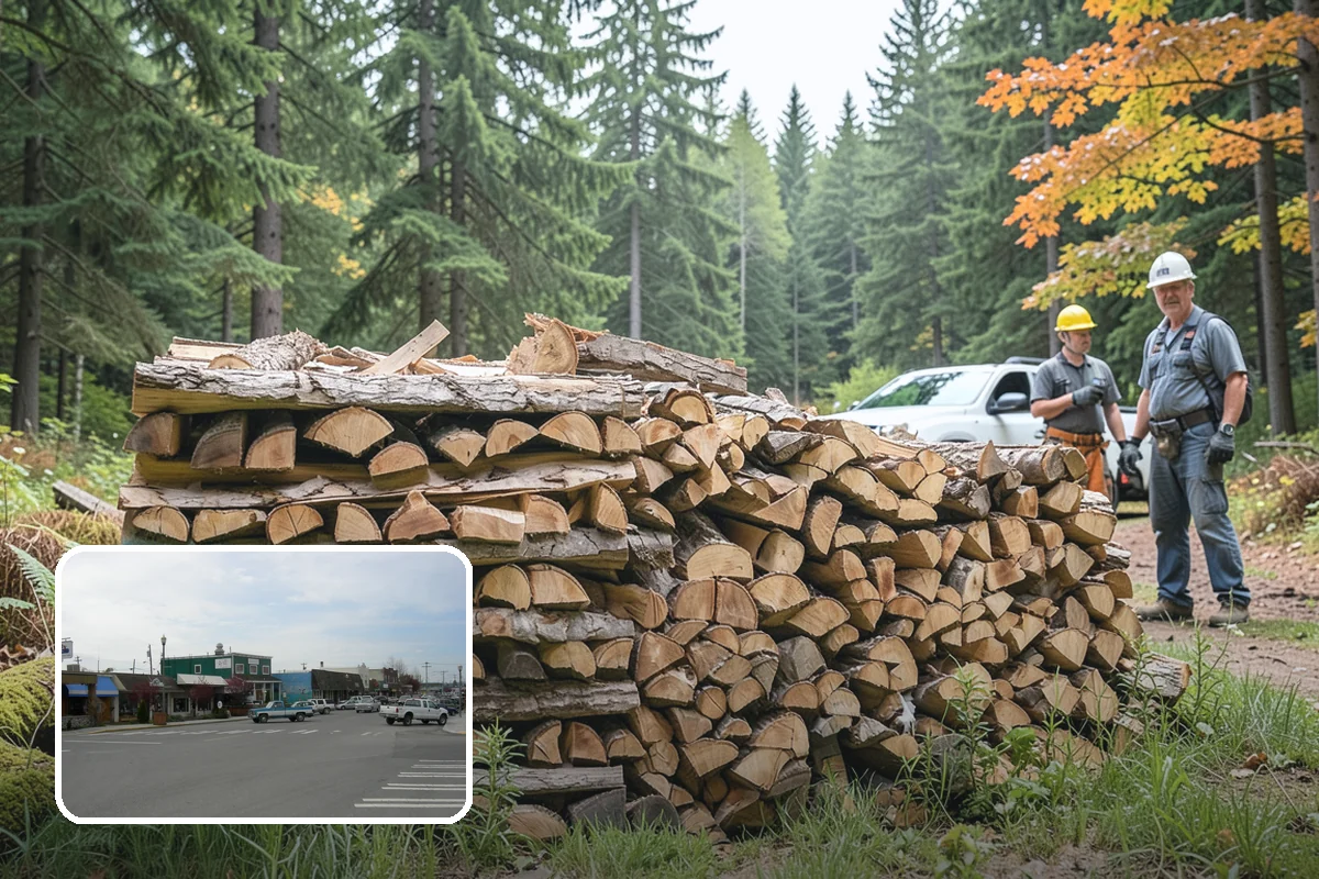 Firewood Processor Service in Stanwood, Snohomish County, WA - Bucks and splits in a single continuous pass
