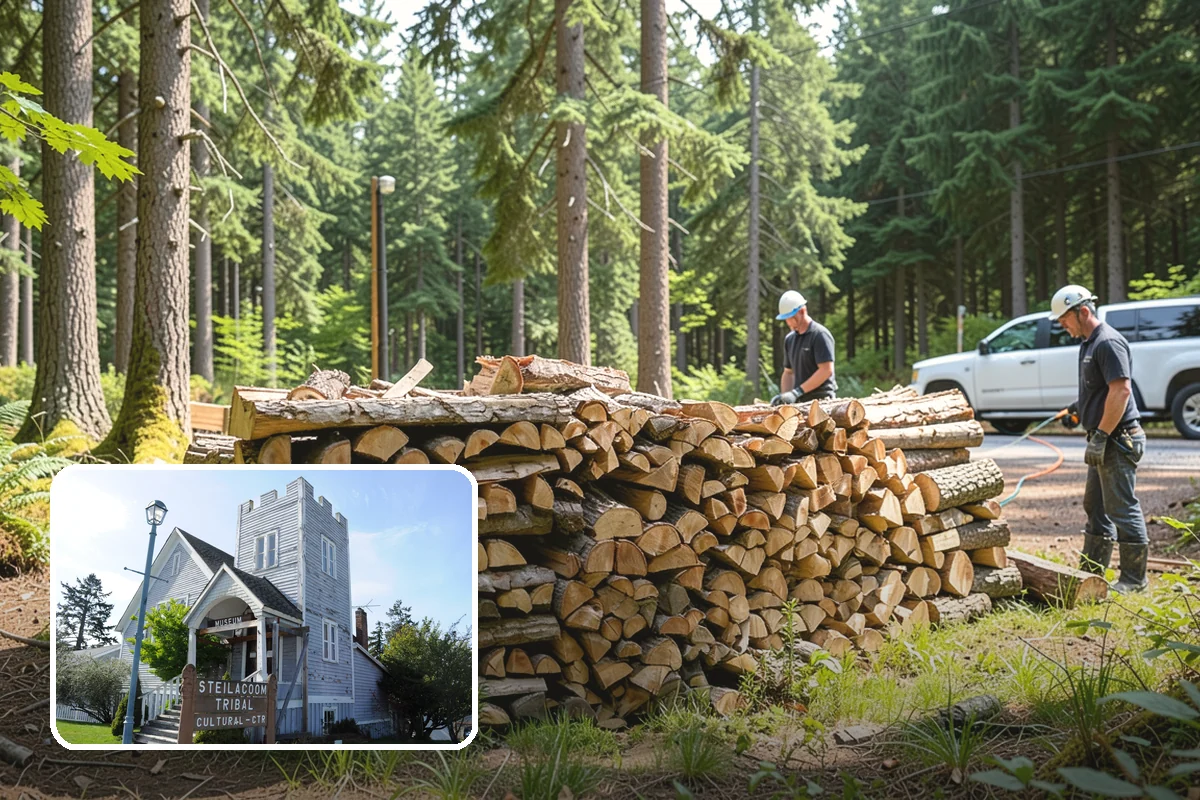 Firewood Processor Service in Steilacoom, Pierce County, WA - Bucks and splits in a single continuous pass