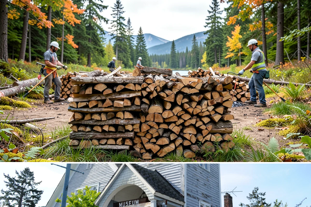 Firewood Processor Service in Steilacoom, Pierce County, WA - Best for fall and winter bulk processing or clearing large volumes of downed wood after major storms.