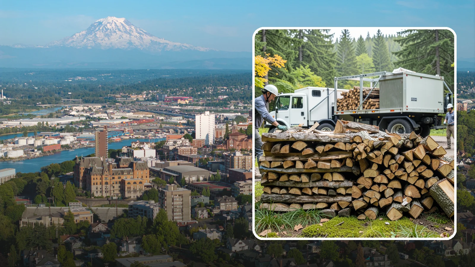 Firewood Processor Service in Tacoma, Pierce County, WA - We run a firewood processor that bucks and splits your logs in one continuous, high-volume operation.