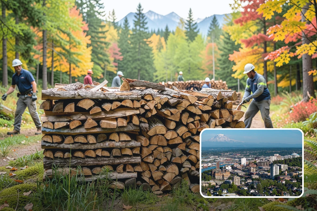 Firewood Processor Service in Tacoma, Pierce County, WA - Bucks and splits in a single continuous pass