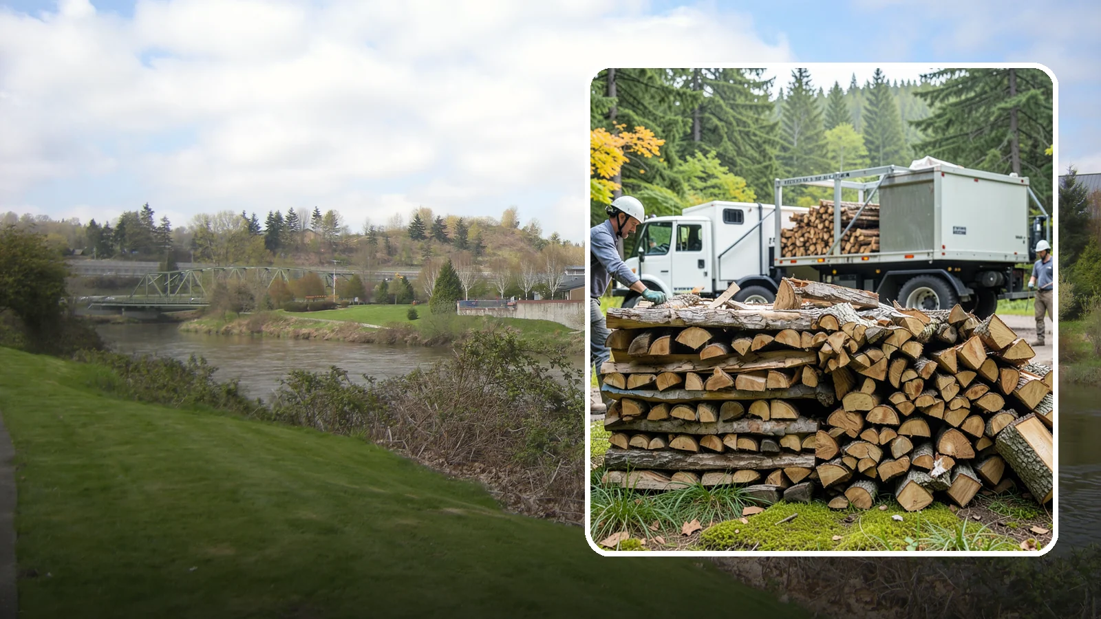 Firewood Processor Service in Tukwila, King County, WA - We run a firewood processor that bucks and splits your logs in one continuous, high-volume operation.