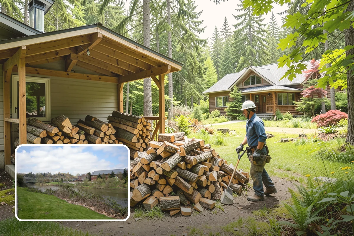 Firewood Processor Service in Tukwila, King County, WA - Bucks and splits in a single continuous pass
