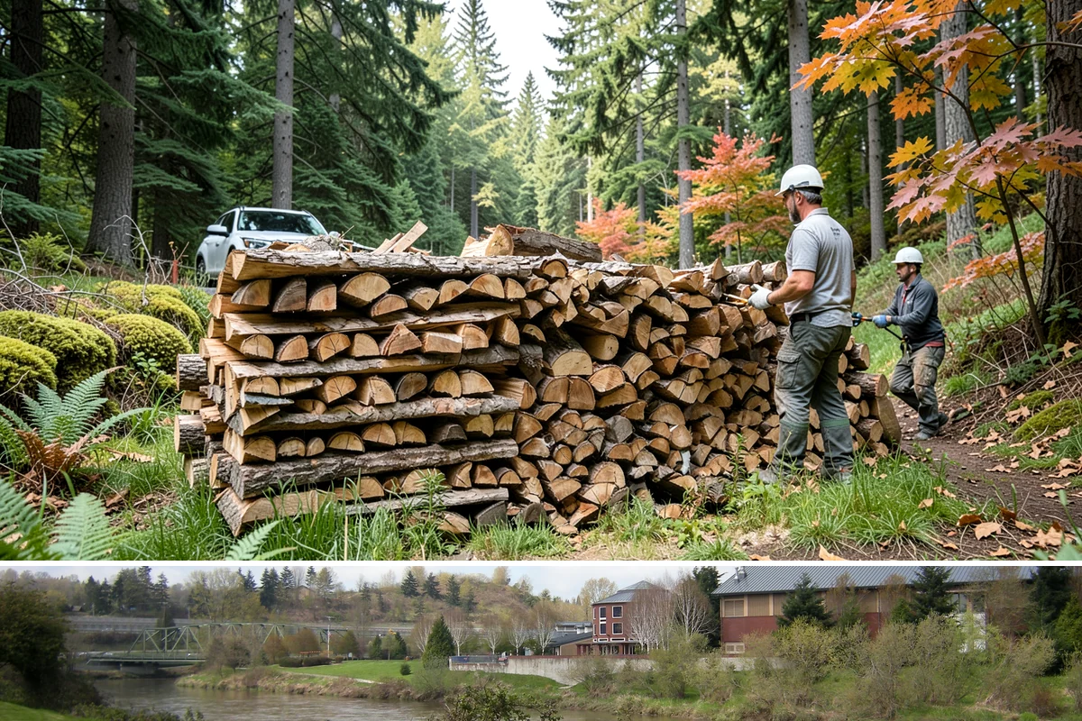 Firewood Processor Service in Tukwila, King County, WA - Best for fall and winter bulk processing or clearing large volumes of downed wood after major storms.