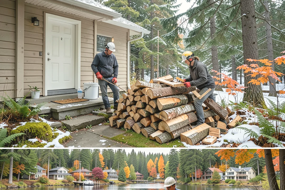 Firewood Racks in La Conner, Skagit County, WA - Set up a rack in late summer or early fall so wood has a dry base before the rainy season arrives.