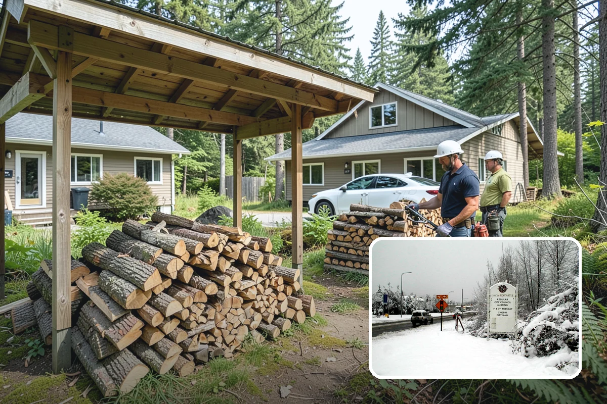 Firewood Racks in Newcastle, King County, WA - Keeps wood off wet ground so the bottom layer stays dry