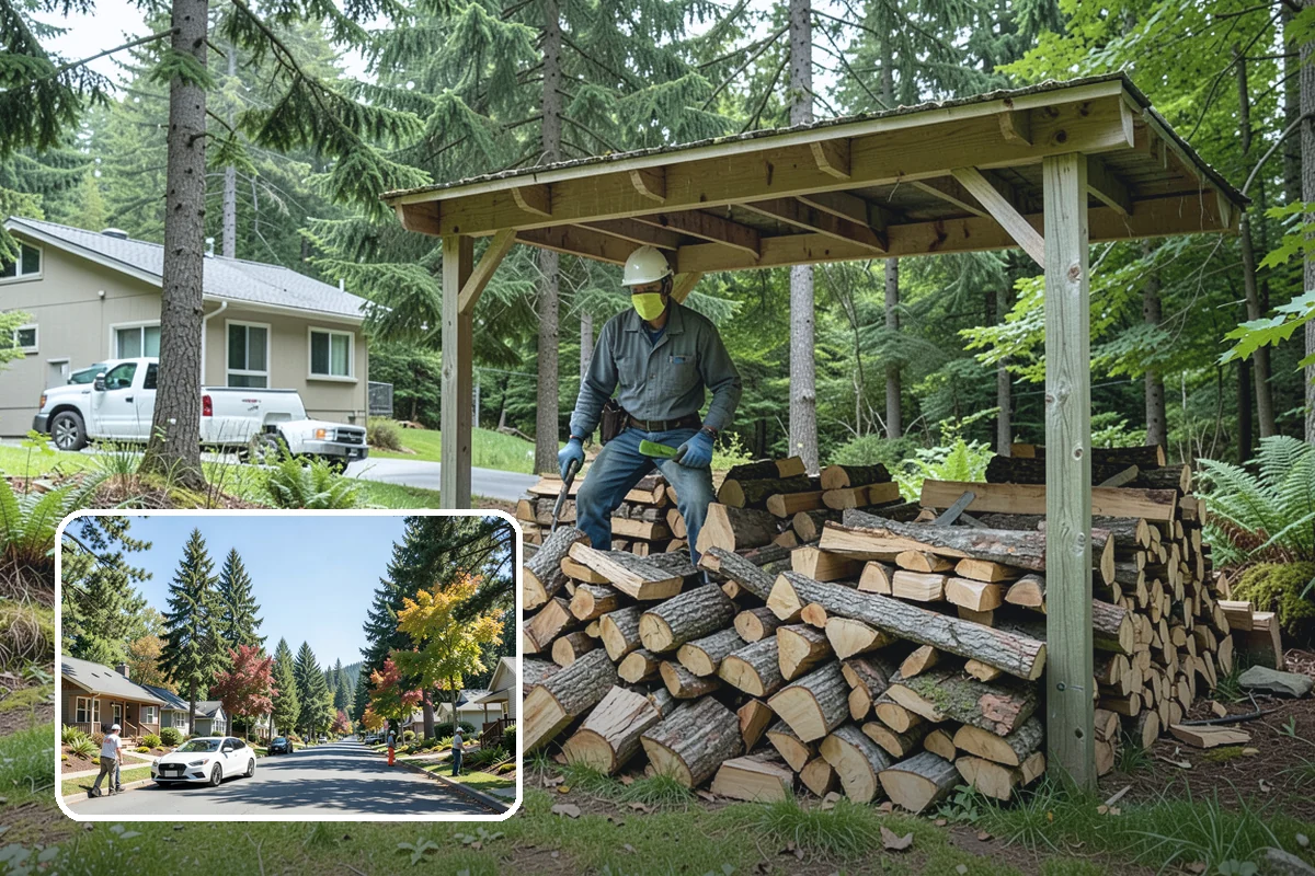 Firewood Racks in Orting, Pierce County, WA - Keeps wood off wet ground so the bottom layer stays dry