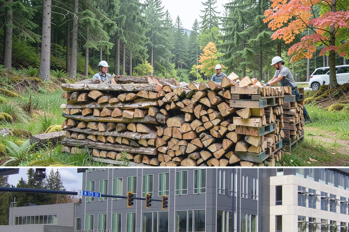Firewood Racks in Shoreline, King County, WA - Set up a rack in late summer or early fall so wood has a dry base before the rainy season arrives.