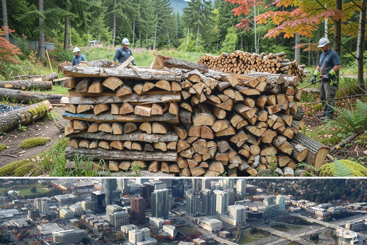 Firewood Recycling in Bellevue, King County, WA - Recycling in spring cleanup season captures storm debris and gives recovered wood time to season.